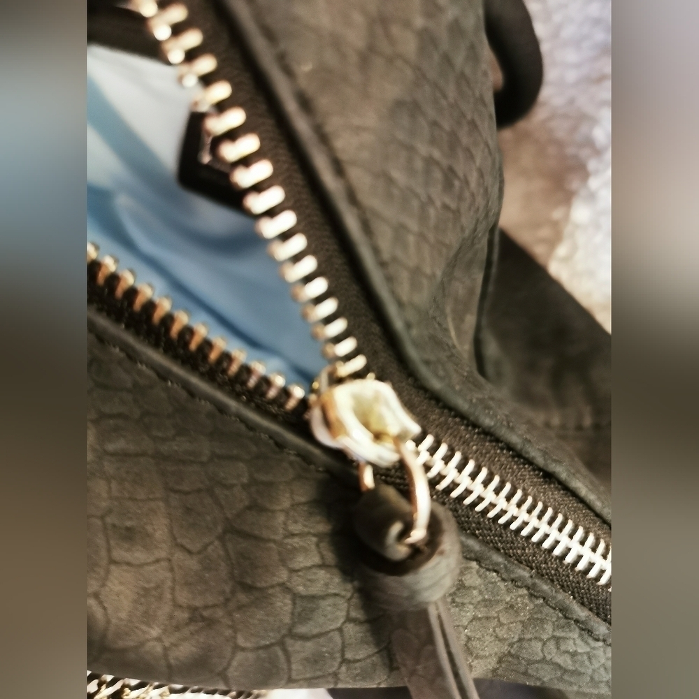 Nicole Miller Black Textured Shoulder Bag with Chain Accent - Picture 12 of 12